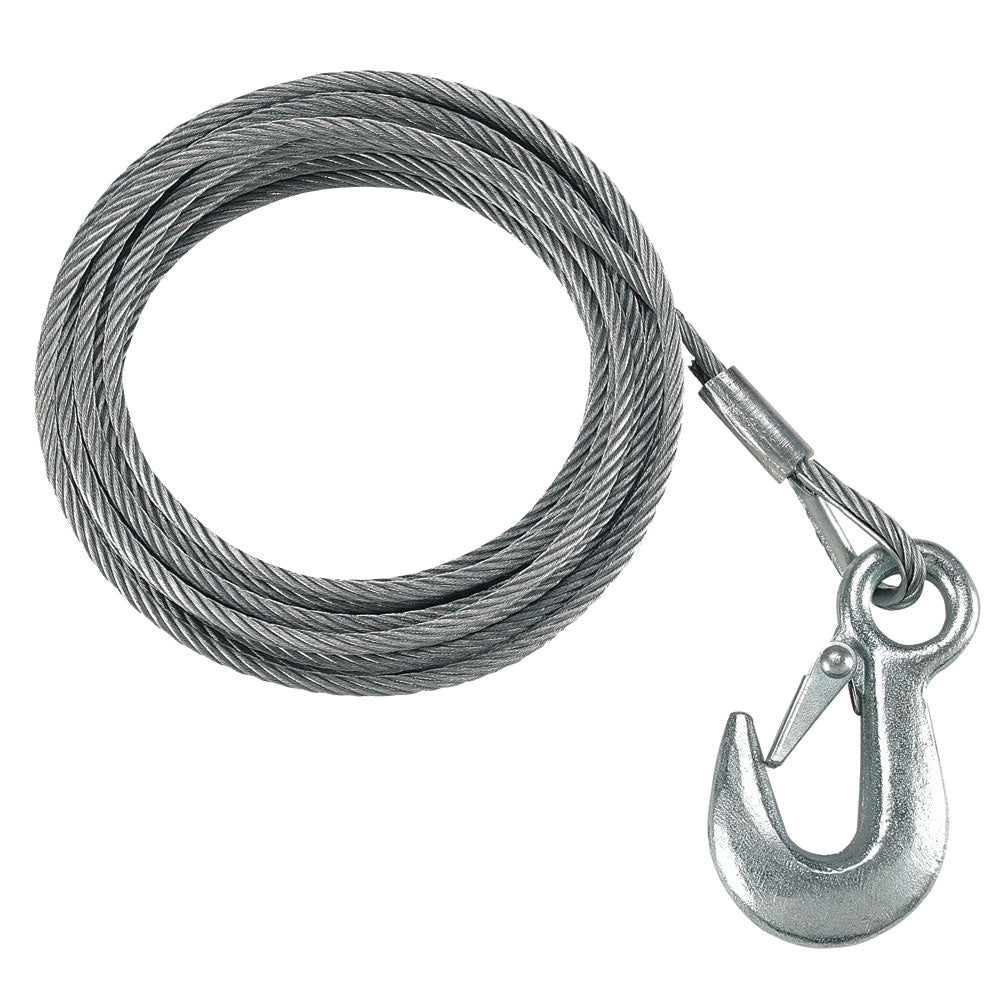 Fulton 7-32" x 50' Galvanized Winch Cable and Hook - 5,600 lbs. Breaking Strength