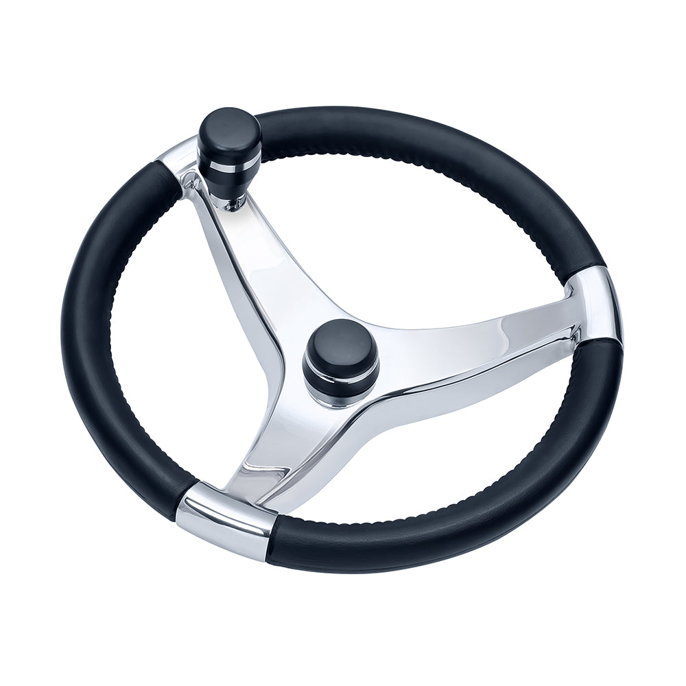 Schmitt & Ongaro Evo Pro 316 Cast Stainless Steel Steering Wheel w-Control Knob - 13.5" Diameter