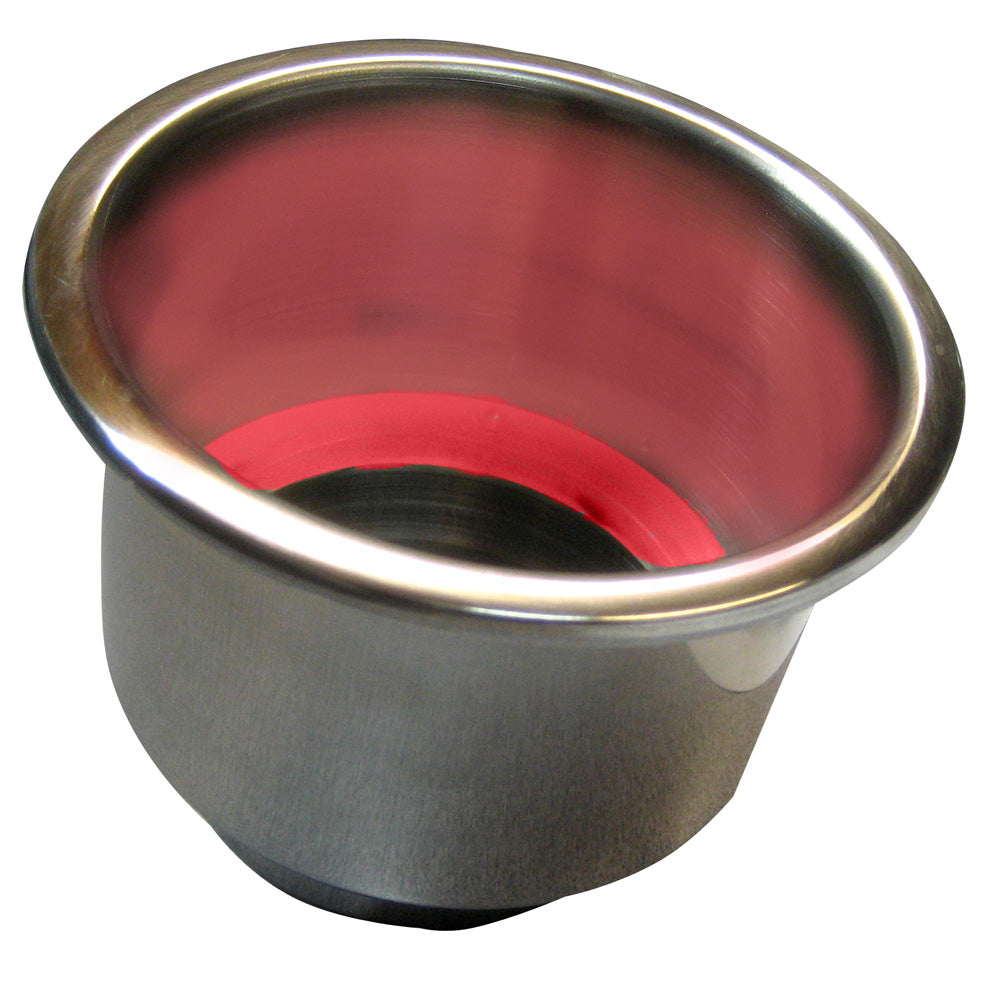 Whitecap Flush Mount Cup Holder w-Red LED Light - Stainless Steel