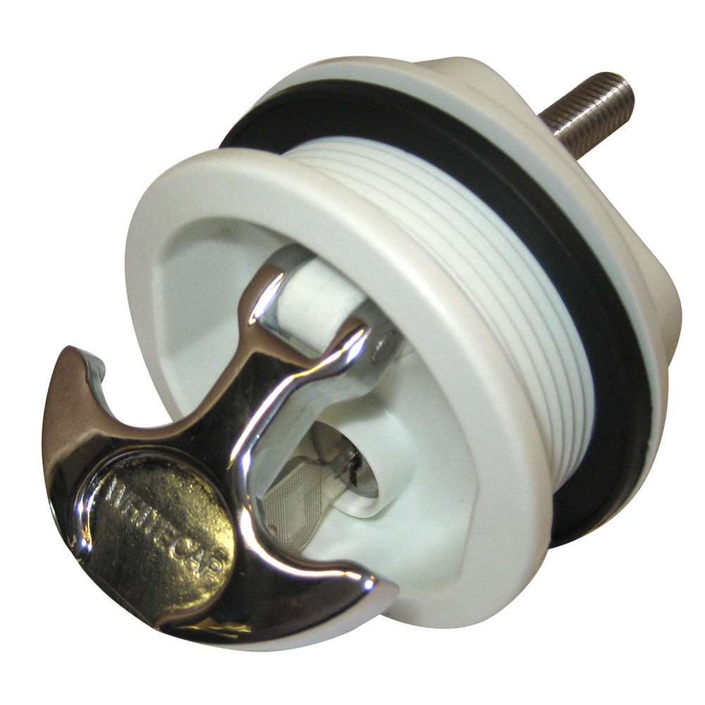 Whitecap T-Handle Latch - Chrome Plated Zamac-White Nylon - Locking - Freshwater Use Only