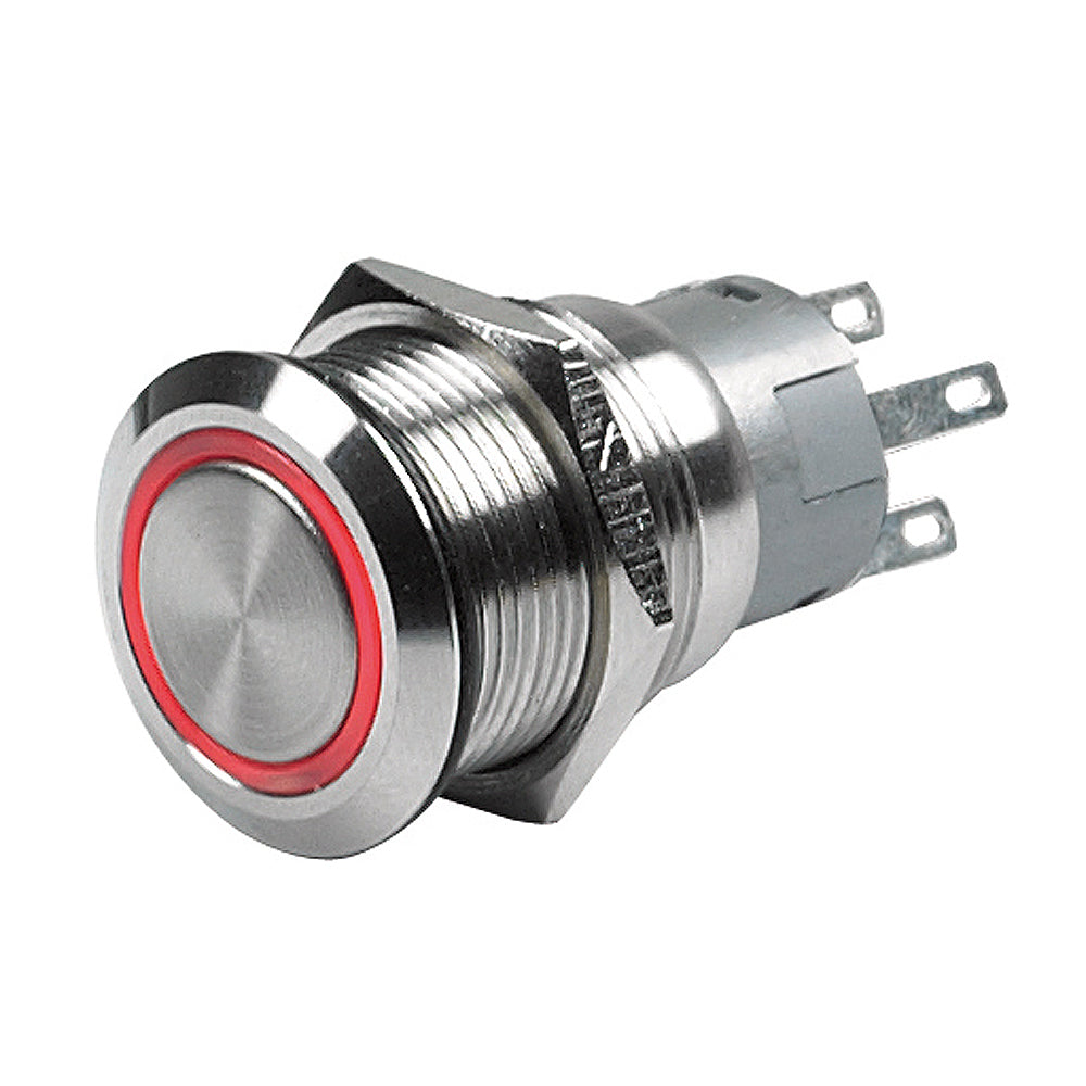 Marinco Push Button Switch - 12V Latching On-Off - Red LED