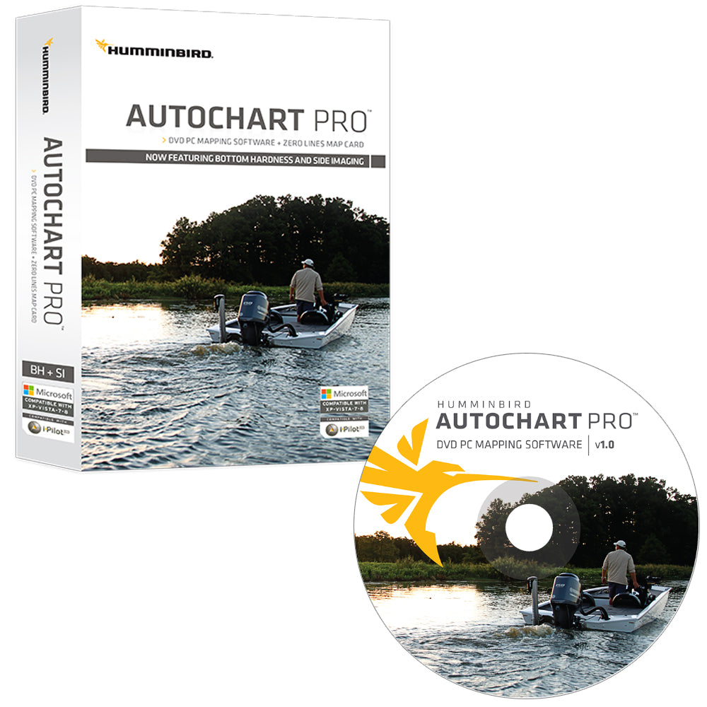 Humminbird AutoChart PRO DVD PC Mapping Software w-Zero Lines Map Card