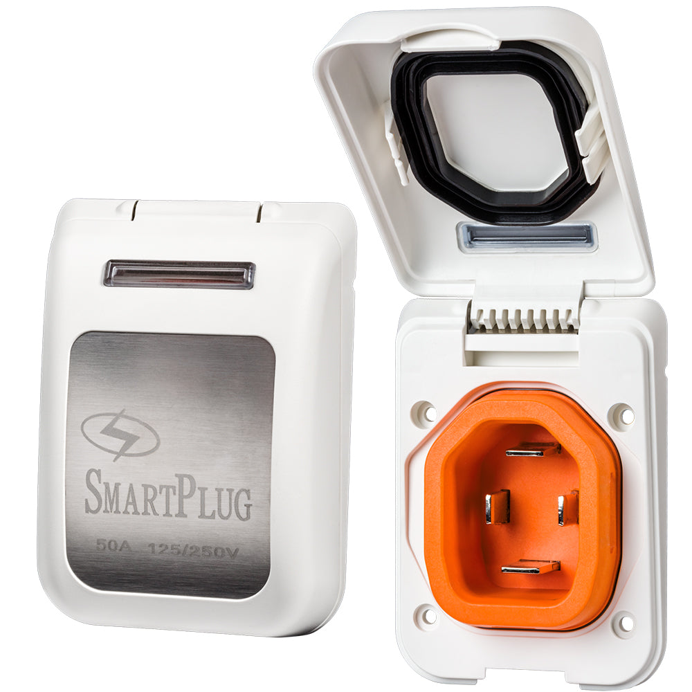 SmartPlug 50 Amp Non Metallic White Inlet - Boat & RV Side