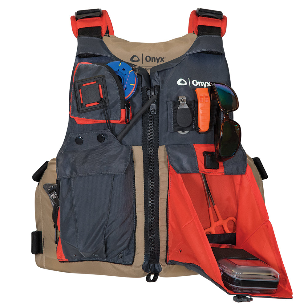 Onyx Kayak Fishing Vest - Adult Oversized - Tan-Grey