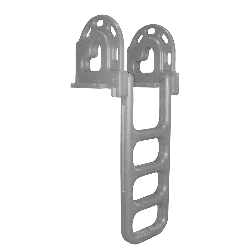 Dock Edge Flip-Up Polyethylene Roto Molded 4-Step Dock Ladder - Grey