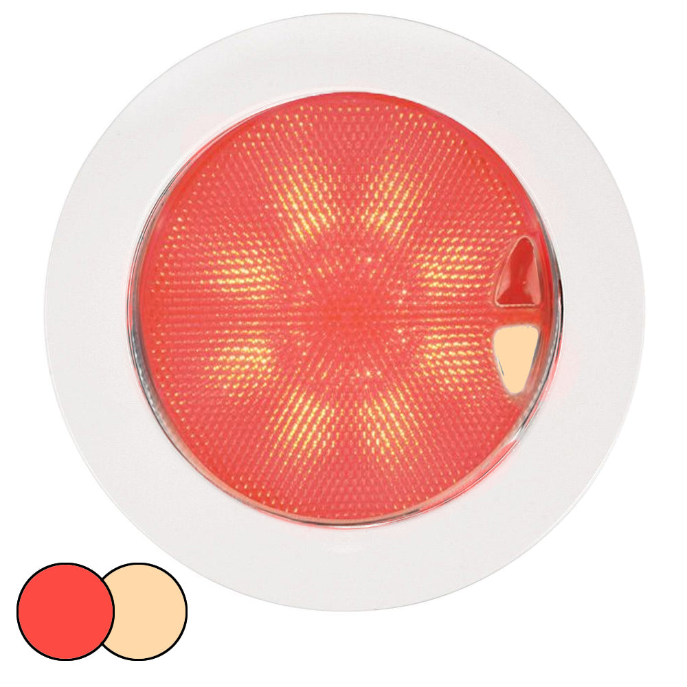 Hella Marine EuroLED 150 Recessed Surface Mount Touch Lamp - Red-Warm White LED - White Plastic Rim