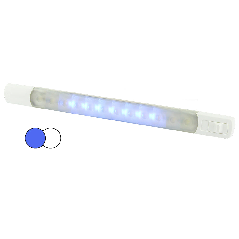Hella Marine Surface Strip Light w-Switch - White-Blue LEDs - 12V