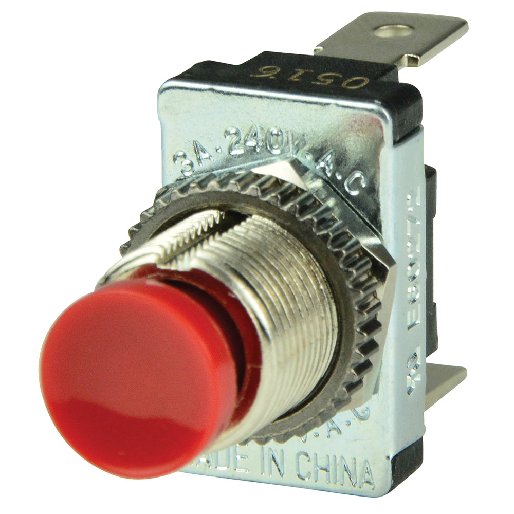BEP Red SPST Momentary Contact Switch - OFF-(ON)