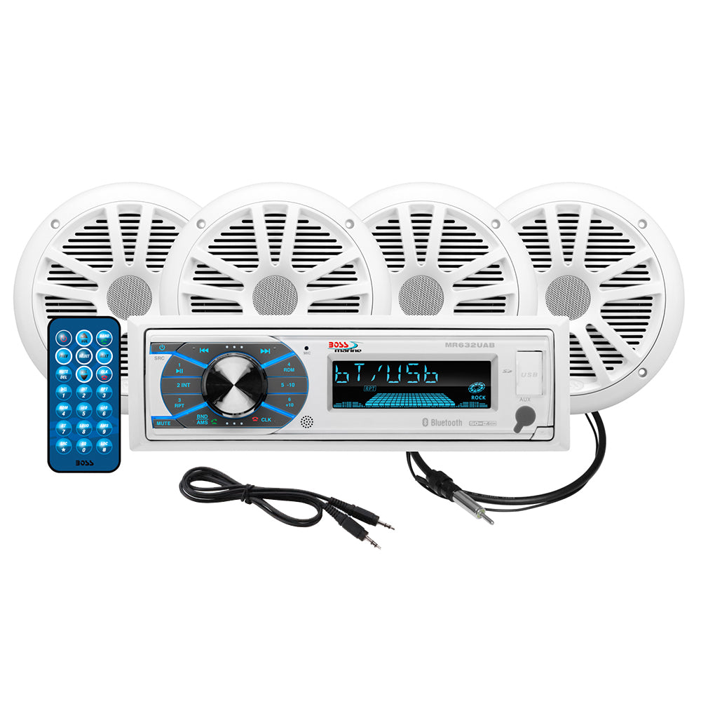 Boss Audio MCK632WB.64 Package AM-FM Digital Media Receiver; 2 Pairs of 6.5" Speakers & Antenna