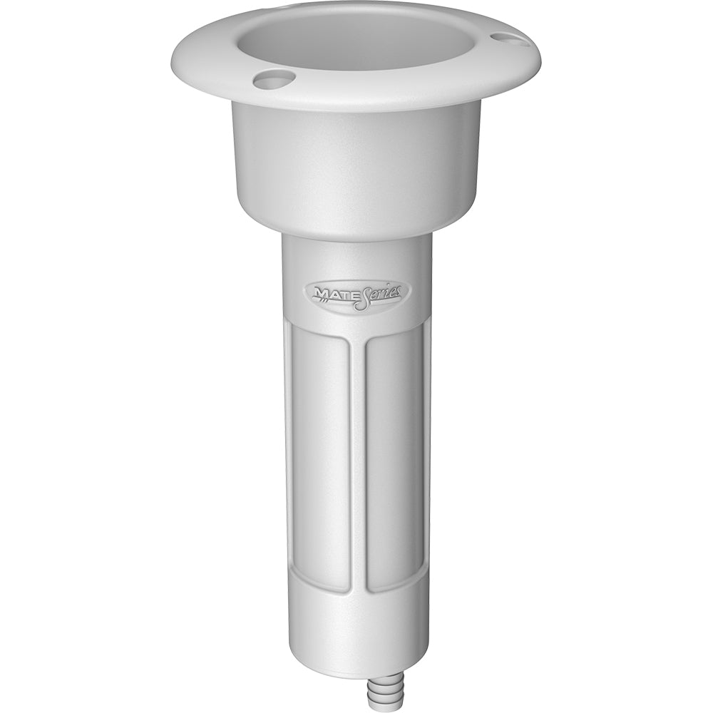 Mate Series Plastic 0° Rod & Cup Holder - Drain - Round Top - White