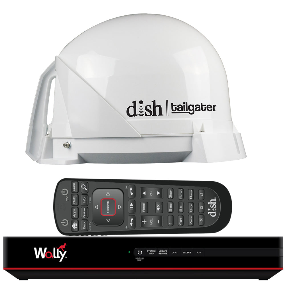 KING DISH® Tailgater® Satellite TV Antenna Bundle w-DISH® Wally® HD Receiver & Cables