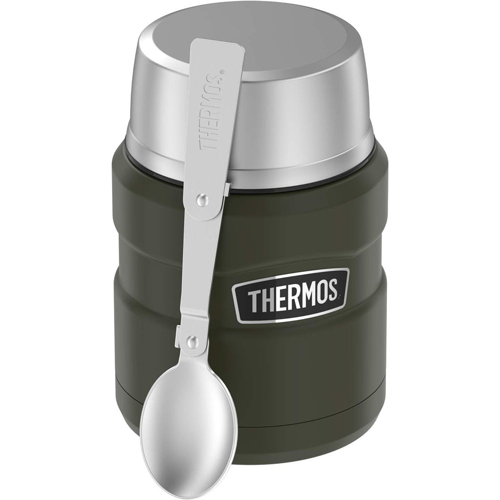 Thermos 16 oz. Insulated Stainless Steel Food Jar w/ Folding Spoon  -Silver/Black