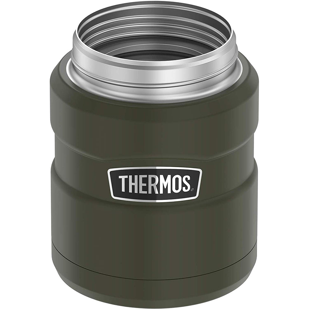 THERMOS Stainless King Vacuum-Insulated Food Jar with Spoon, 16 Ounce,  Matte Black
