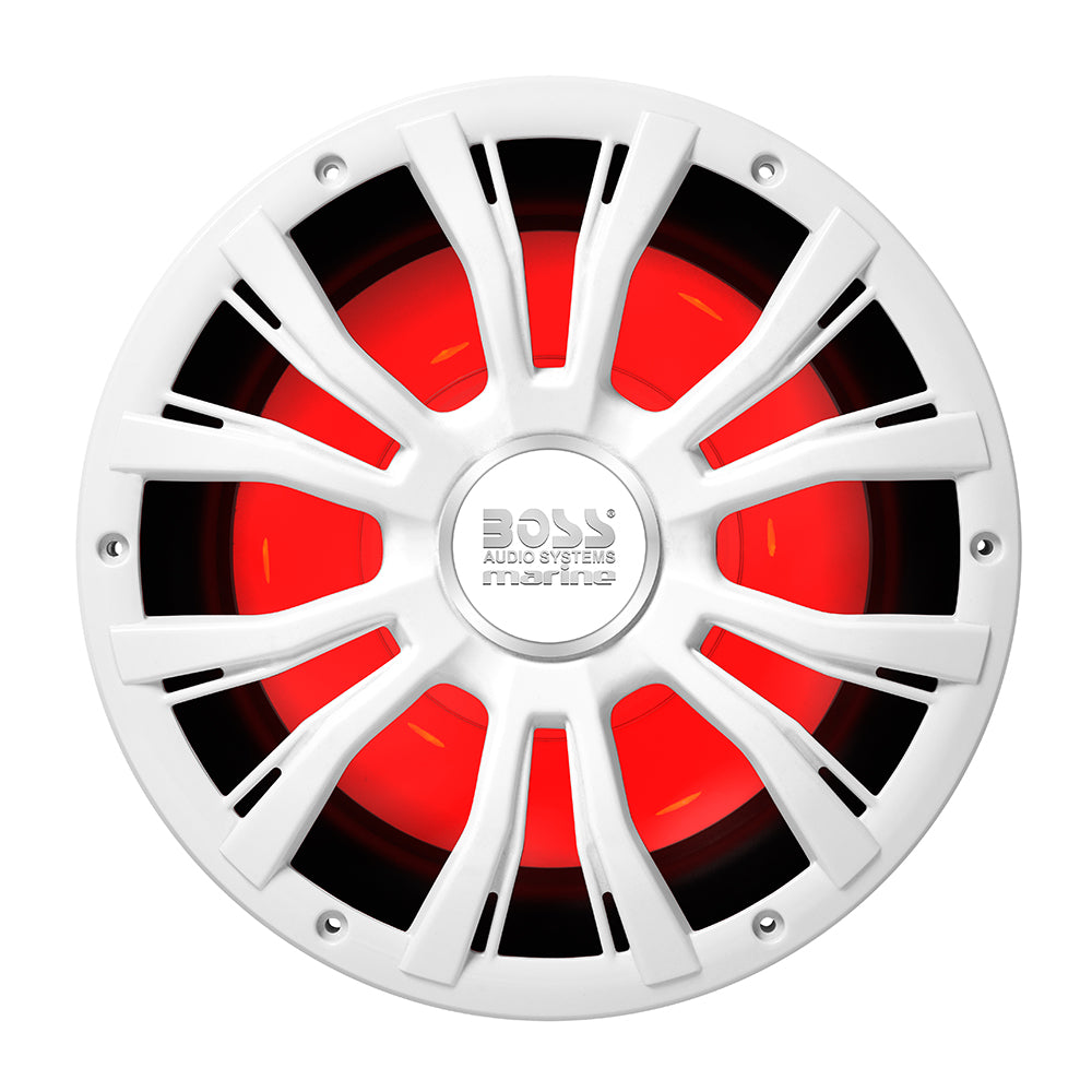 Boss Audio MRG10W 10" Marine 800W Subwoofer w-Multicolor Lighting - White