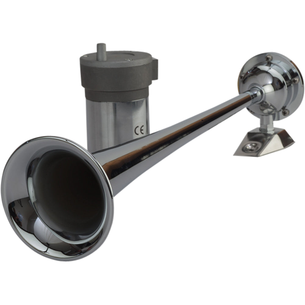 Sea-Dog Chrome Plated Trumpet Airhorn Long Single w-Compressor