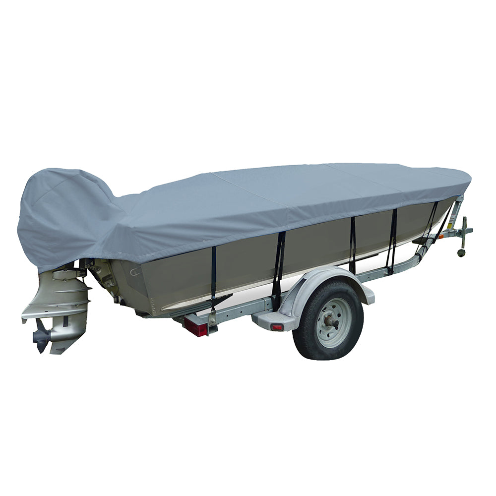 Carver Performance Poly-Guard Narrow Series Styled-to-Fit Boat Cover f-14.5' V-Hull Fishing Boats - Grey