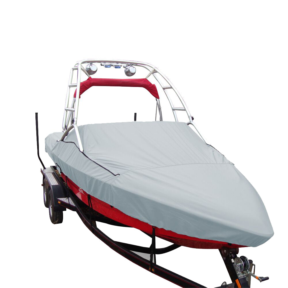 Carver Performance Poly-Guard Specialty Boat Cover f-21.5' Sterndrive V-Hull Runabouts w-Tower - Grey