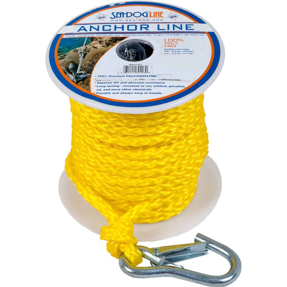 Sea-Dog Poly Pro Anchor Line w-Snap - 3-8" x 75' - Yellow