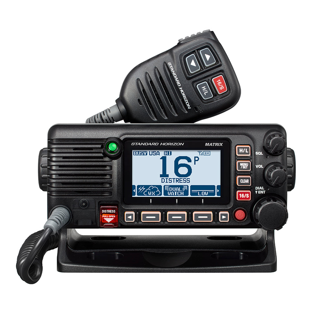 Standard Horizon GX2400B Matrix Black VHF w-AIS, Integrated GPS, NMEA 2000 30W Hailer, & Speaker Mic