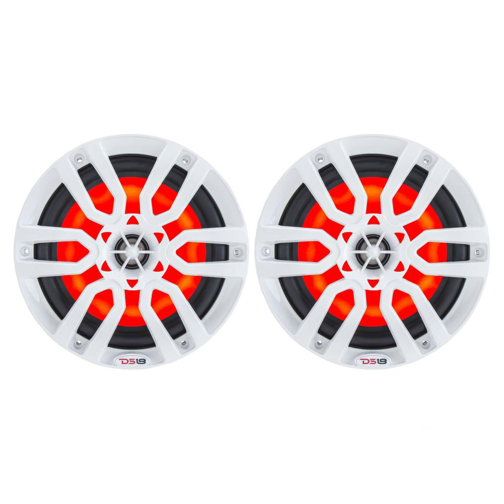 DS18 HYDRO 6.5" 2-Way Marine Speakers w-RGB LED Lights 300W - White