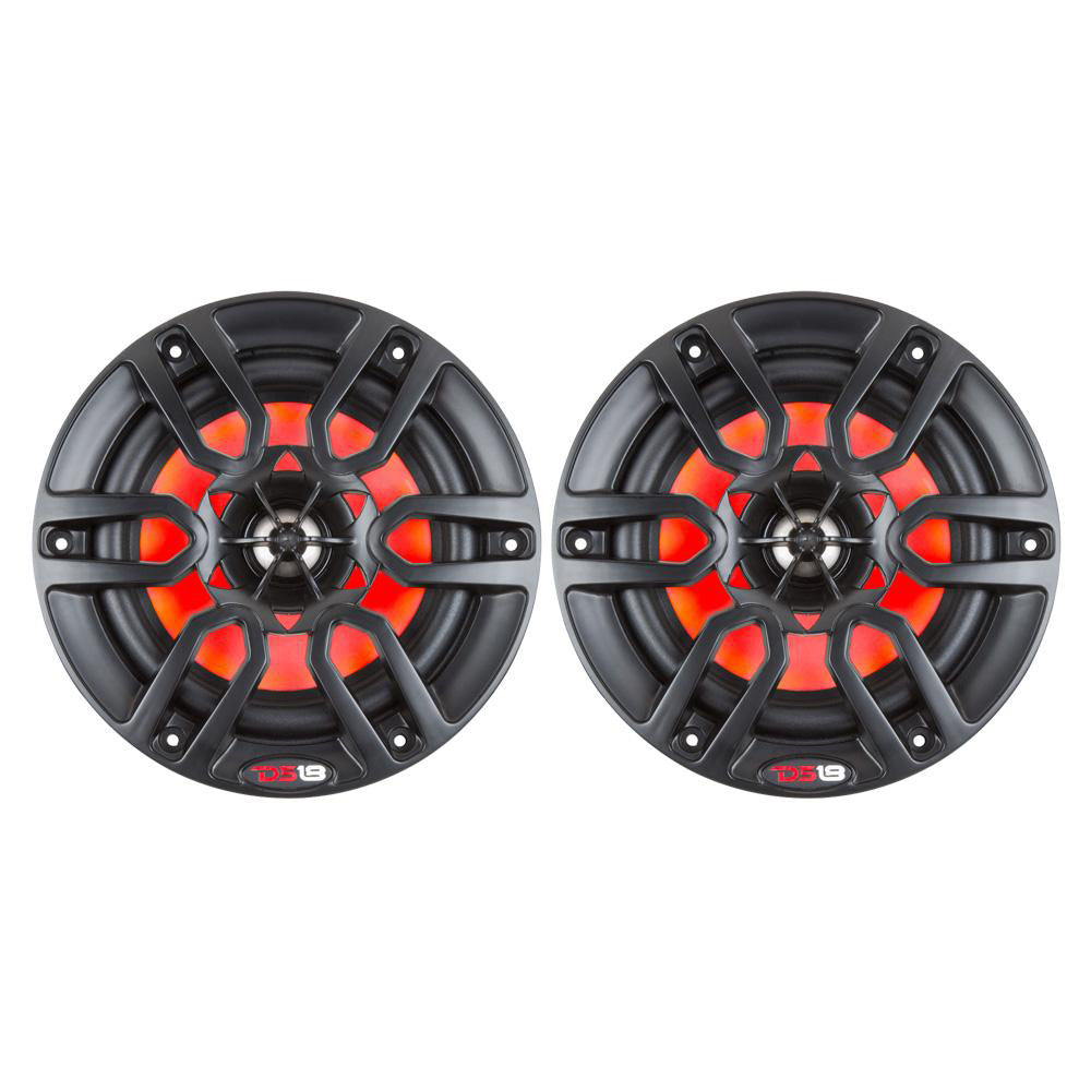 DS18 HYDRO 8" 2-Way Marine Speakers w-RGB LED Lights 375W - Matte Black