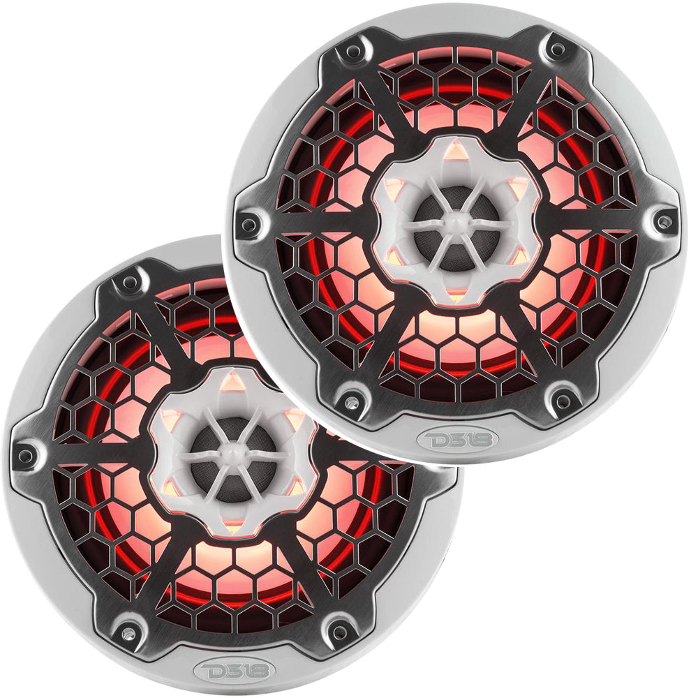 DS18 New Edition HYDRO 8" 2-Way Marine Speakers w-RGB LED Lighting 375W - White