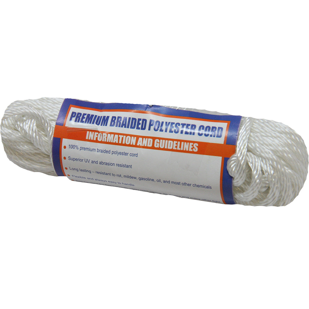 Sea-Dog Solid Braid Polyester Cord Hank - 5-32" x 50' - White