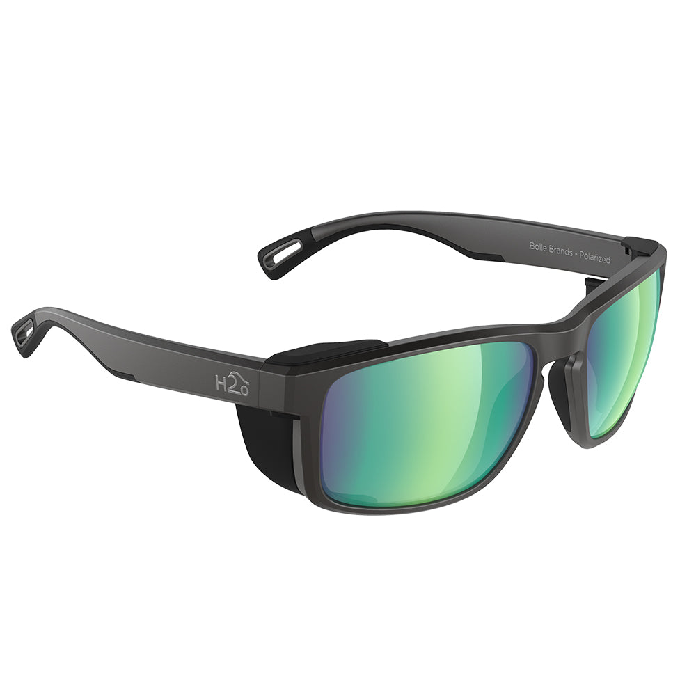 H2Optix Reef Sunglasses Matt Black, Brown Green Flash Mirror Lens Cat. 3 - AntiSalt Coating w-Floatable Cord