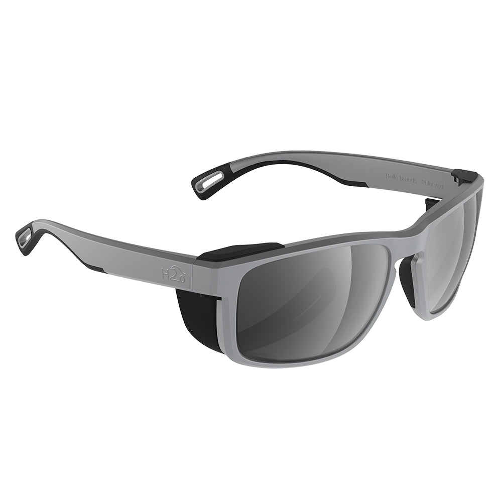 H2Optix Reef Sunglasses Matt Grey, Grey Silver Flash Mirror Lens Cat.3 - AntiSalt Coating w-Floatable Cord