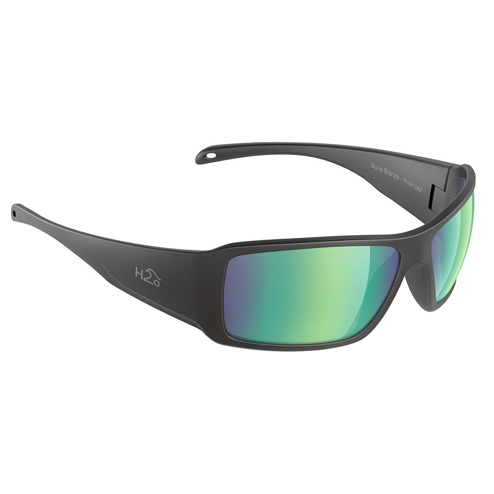 H2Optix Stream Sunglasses Matt Black, Brown Green Flash Mirror Lens Cat.3 - AntiSalt Coating w-Floatable Cord