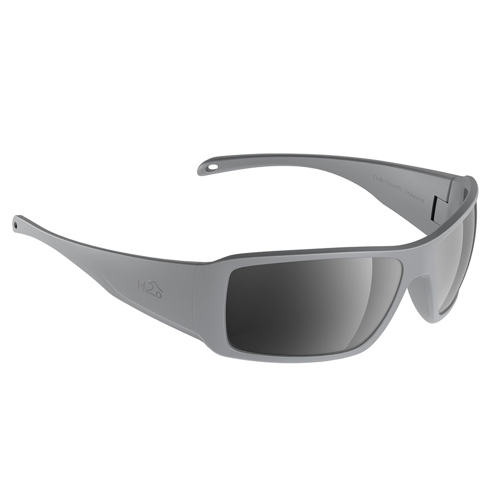 H2Optix Stream Sunglasses Matt Grey, Grey Silver Flash Mirror Lens Cat.3 - AntiSalt Coating w-Floatable Cord