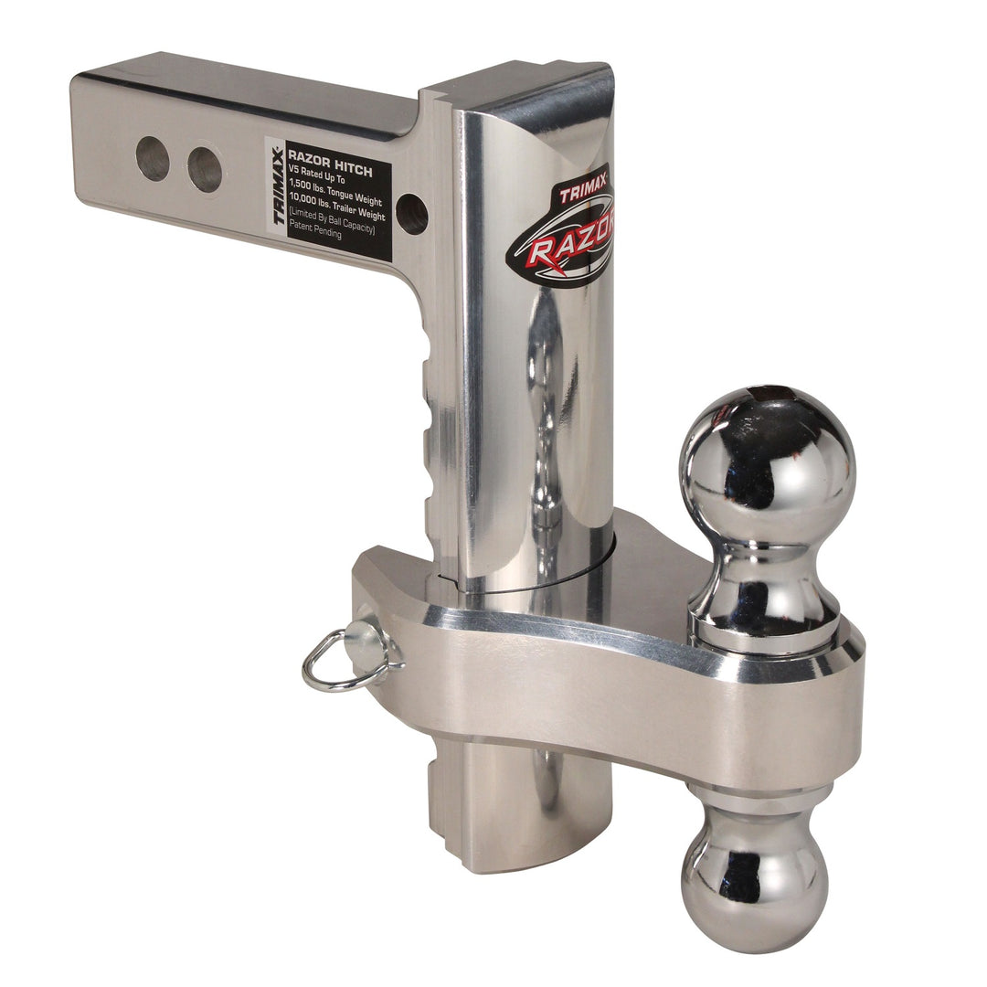 8in Razor Lock Trimax TRZ8AL-RP Razor 8in Aluminum Adjust Hitch-Dual Ball – Chaddy Boys