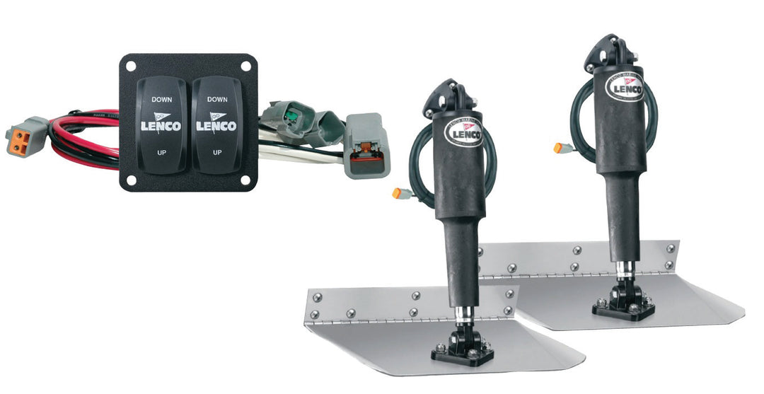 Lenco 12""x12"" Standard Mount Trim Tab Kit 12v Standard Integrated Switch