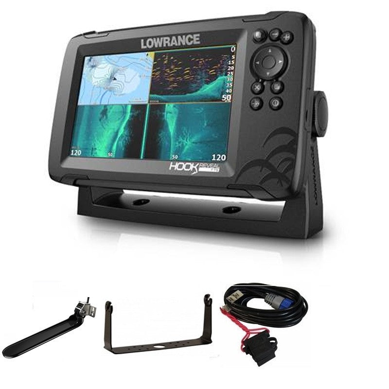 Lowrance HOOK Reveal 7 Chartplotter-Fishfinder w-TripleShot Transom Mount Transducer & US Inland Charts